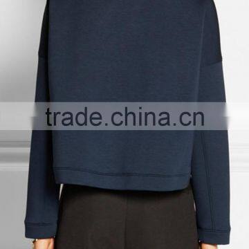 Wholesale Plain Fleece Cropped Stretch Crewneck Sweatshirt for Women photo-4