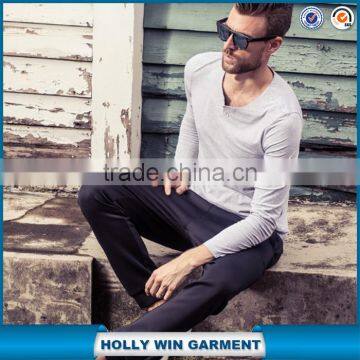 2015 New Plain Fashion Style Mens Elongated Tshirt With Long Sleeve photo-2