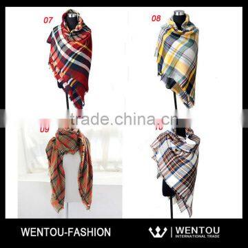 Multi-colored Oversized Plaid Blanket Scarf photo-2