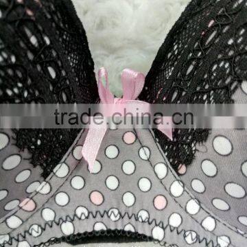 Fancy Dot Print and Beautiful Lace Sexy Ladies Bra and Panty Set photo-4