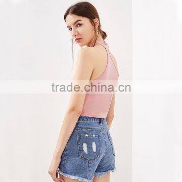 New Rose Designed Tank Top, Women Sexy Pink Top photo-2