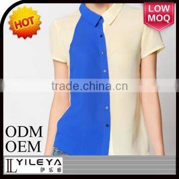 Ladies Fashion Small Lapel Fashion Splicing Hit Color Shirt photo-4