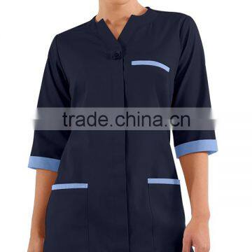 High Quality Female Color Contrasting 3/4 Sleeves House Keeping Tunic With One Button Closure photo-5