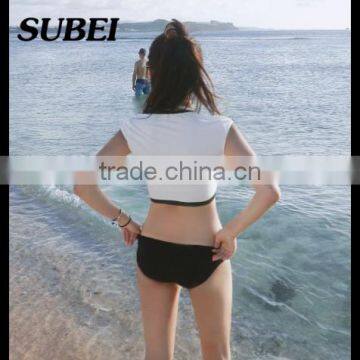 2016 Korean Version of the New Short-sleeved Letter Split Three-piece Bikini Swimsuit Steel Prop Gather Swimsuit photo-3