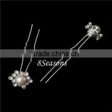 Silver Tone Clear Rhinestone Flower Wedding Party Hairpins Bridal Hair Pins photo-2