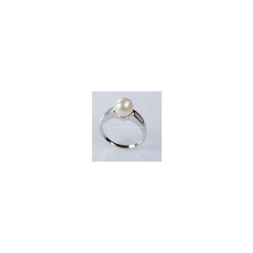 925 silver Jewelry,AAA grade natural pearl ring with zircon ring