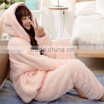 Comfortable fleece thick women pajamas sleepwear