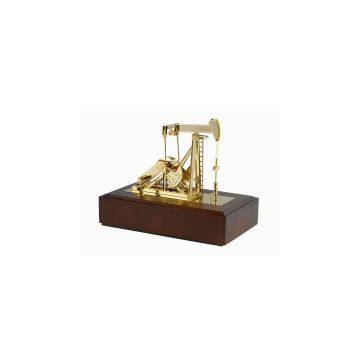 Diecast Zinc Alloy, Wood & Acrylic Plastic Oil Pumping Unit Model With Music Box