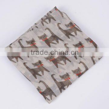 Animal scarfs printed viscose scarf cat scarfs