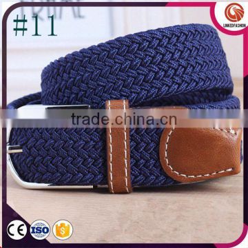 Braided Belt Buckle Faux Leather Elastic Woven Stretch Mens Womens Dress