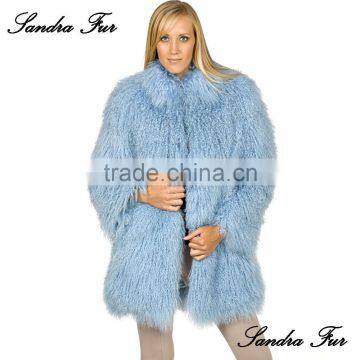 SJ001-01 Star Fashion Design Mongolian Lamb Fur Coat Genuine Women Popular Mongolian Sheep Fur Coat