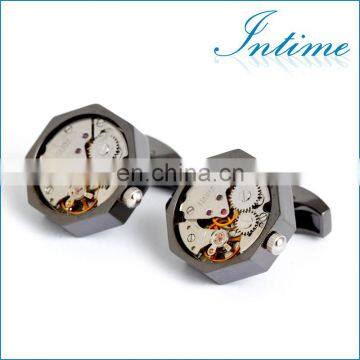 Exquisite Watch Movement Gear Gun Black Men Shirt Fashion Cuff Link