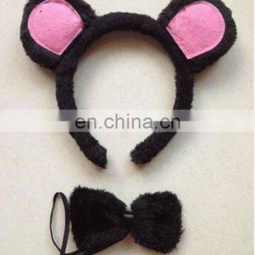 HBN-1452 Party mickey mouse ear headband with bow tie