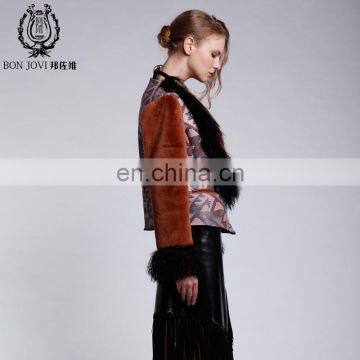 Fashion Sheep Fur & Skin Jacket Mogolian Sheep Fur Trim Sheepskin Fur Coat Hot Sale Ladies Fur Dress photo-5