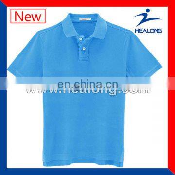 High Quality Two-Button Light Blue Custom Polo Shirt