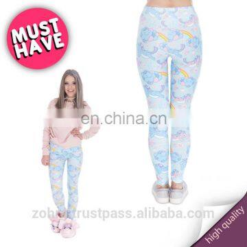 Unicorn Clouds Printed Girls Elastic Workout Stylish Hot Cheap Pants Jogging Tight Girl Fabric Fashion Leggings for Woman