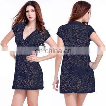 2015 Adjustable tie Black Lace Formal evening Party dress