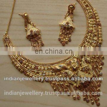 gold plated bridal necklace set exporter, gold plated wedding jewelry set manufacturer