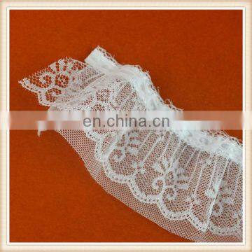 Latest Wholesale Border Lace White Fancy Nylon Lace Embroidery Ruffled Lace Trim for Girl Suits photo-4