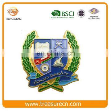 Factory Wholesale Golden Enamel Commemorative Metal Badge With Magnets On Back