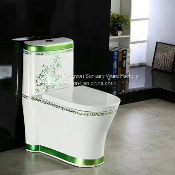 Bathroom good sales green decal ceramic siphonic one piece toilet