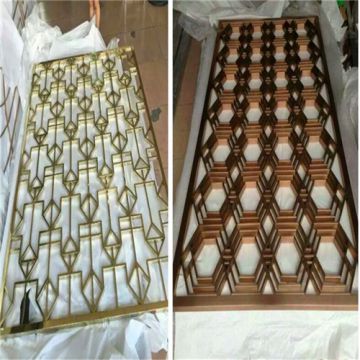 jyfq1116 home hotel room divider rose gold color 304 316 stainless steel decorative metal screen patterns partition