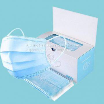 Blue Disposable 3ply Non-woven Dust Face Mask, 50pcs for one pack disposable face mask