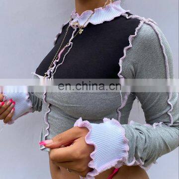 2020 Wholesale Fashion Shirts Sexy Knit Women Long Sleeve Turtleneck Crop Top photo-2