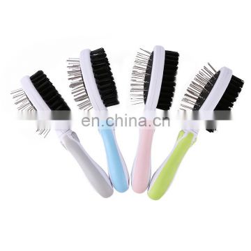 New Design Pet Deshedding Tool Grooming Comb Double Sided Pin Brush with Silicone Hand Pet Dog Comb