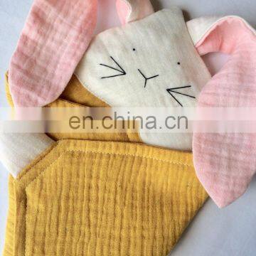 Cute Soft Pink Organic Cotton Bunny Muslin Blanket Comforter photo-3