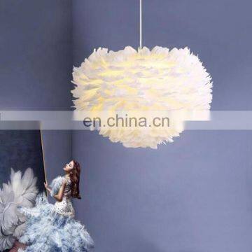 Ручная украшение для свадьбы из перьев. Современный светильник-висящий облако с LED для гостиной photo-5