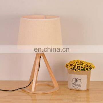 European Style 3 Legs Triangular Wooden Table Lamp Reading Lights Best Sale E27 Table Lamp for Bedroom photo-5