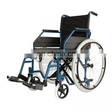 Double cross bar powder coated PU armrest Iron hub aluminum rim tiltable Removable heavy wheelchair