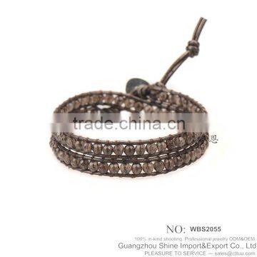 WBS2055 Summer fashion men leather wrap beads bracelet