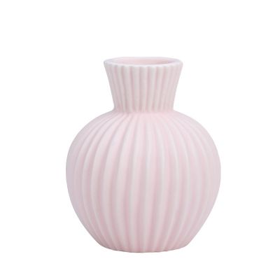 Ins Modern Simple Style Stripe Small Ceramic Dry Fresh Flower Vase, Showroom Decoration Ornament