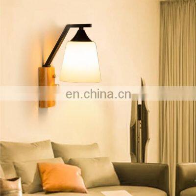 Nordic Wall Lamp Indoor Modern LED Bedside Lamp E27 Wooden Wall Lamp White