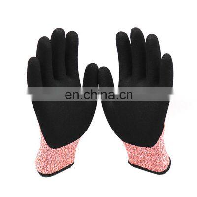 HY En388 4544 High Cut Risk Applications Glove Premium Quality Sandy Nitrile Scrub Cut Resistant Work Glove photo-3