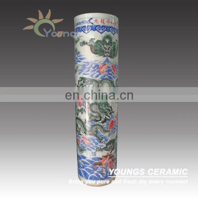 Unique Dragons Ceramic Tall Cylinder Vases