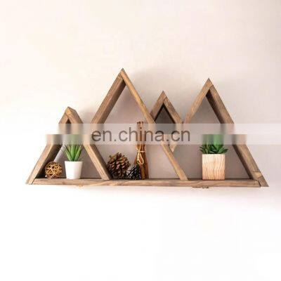 Large Handmade Wood Wall Mounted Mountain Shape Shelf Home Decorative Floating Shelves 72x35x9cm