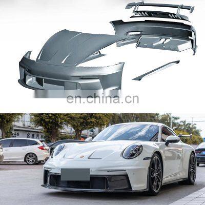 Runde GT3 For Porsche 992 Upgrade GT3 Body Kit Front Bumper Rear Bumper Hood Spoiler Exhaust Rear Engine Cover Side Skirts