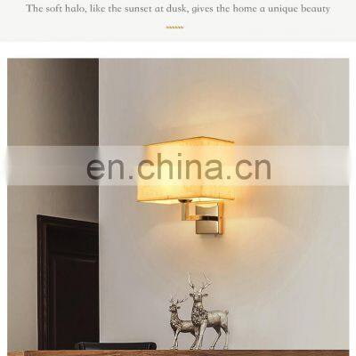 Acrylic LED Wall Lamp Black Gold LED Bedside Corridor Wall Lamp Iron Cloth Lampshade Wall Light photo-4