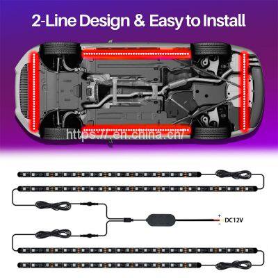 New Design Flowing Color RGBIC Flexible APP Remote Control Car Underglow Underbody System Neon Car LED Strip Light photo-2