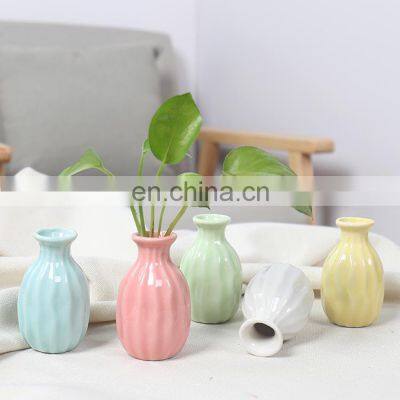 Ideal Gift Colorful Ceramic Vase With Different Embossed Design Flower White Vase Decor Home Pink Vase