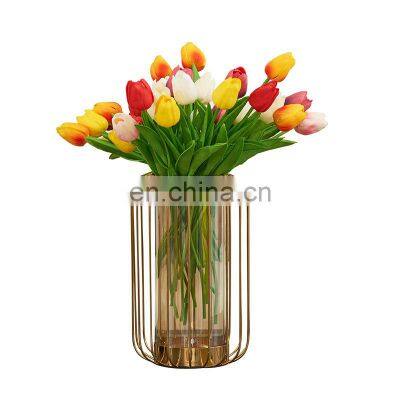 Popular Design Home Decor Luxury Nordic Porcelain Gold Flower Ceramic Decoration Small Marble Vase For Table photo-5