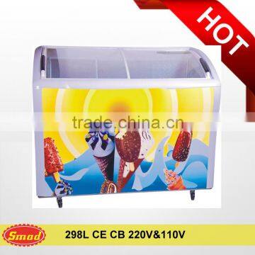 100L - 600L Ice cream chest freezer with glass top