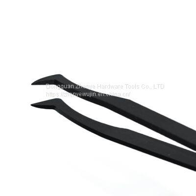 Tweezers Industrial Flat Head Carbon Fiber Plastic Anti-static Elbow Black Plastic Round Head Pointed Tweezers Flat Head 93306