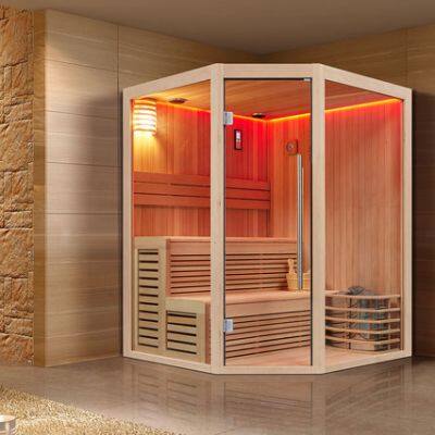 Modern 2 person wet steam sauna room cedar factory supply far infrared stove computer control panel most popular