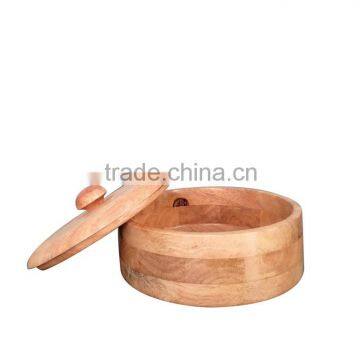 High quality best selling eco friendly Natural Rubberwood Bowl with lid from Viet Nam