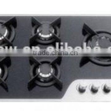 five burners glass gas hob