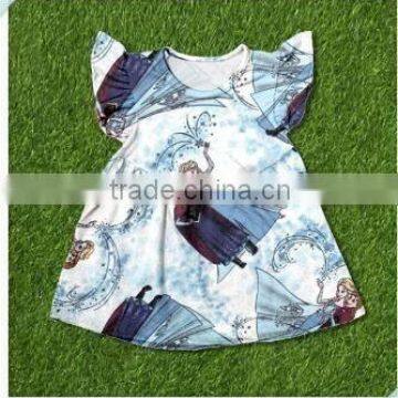Hot sale baby frock design 2016 summer children boutique clothing frozen outfits girl flutter sleeve dress